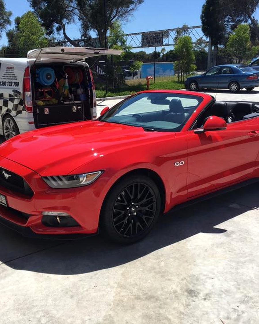 Ford Mustang convertible after a detail